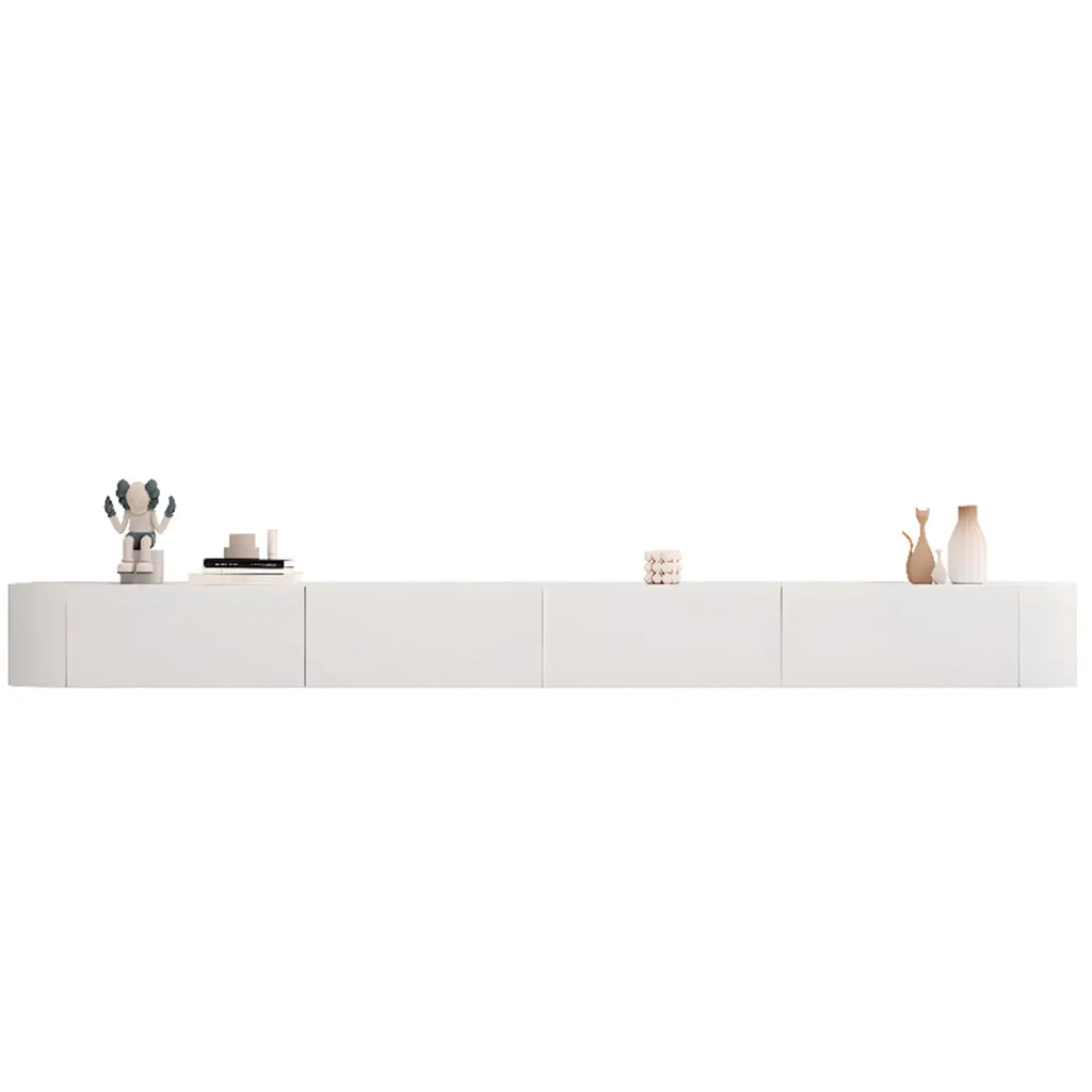 87 Grey Solid Wood Long Floating TV Stand with Drawers