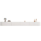 87 Grey Solid Wood Long Floating TV Stand with Drawers