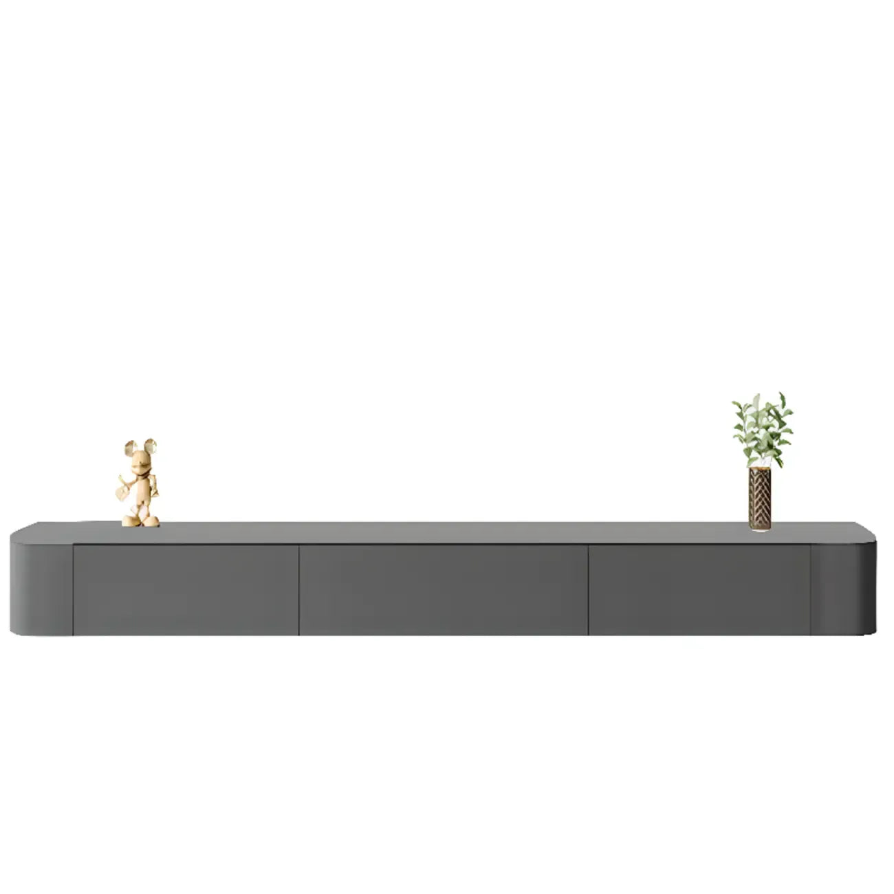 87 Grey Solid Wood Long Floating TV Stand with Drawers