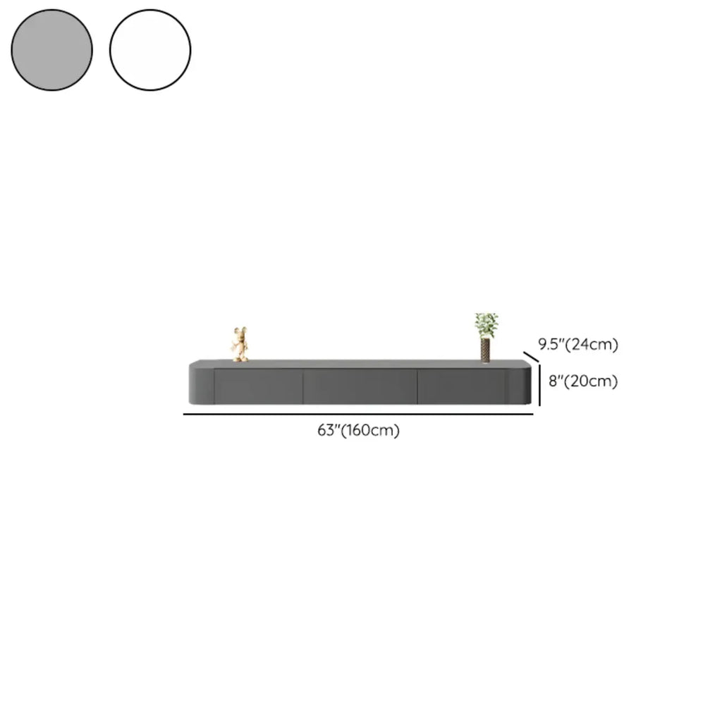 87 Grey Solid Wood Long Floating TV Stand with Drawers