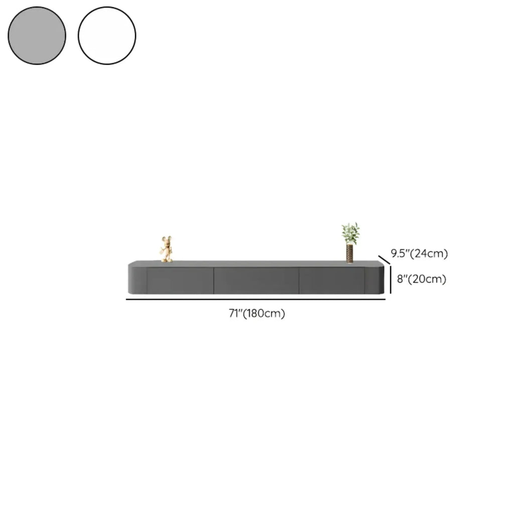 87 Grey Solid Wood Long Floating TV Stand with Drawers