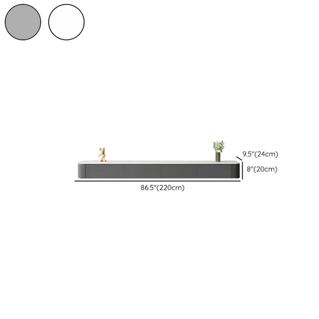 87 Grey Solid Wood Long Floating TV Stand with Drawers