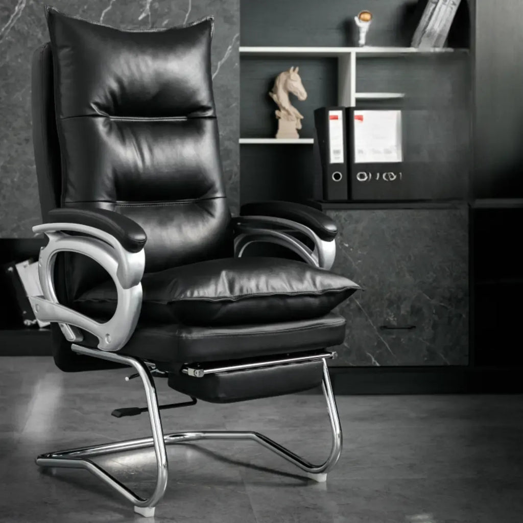 Elegant Brown Leather Reclining Executive Office Chair
