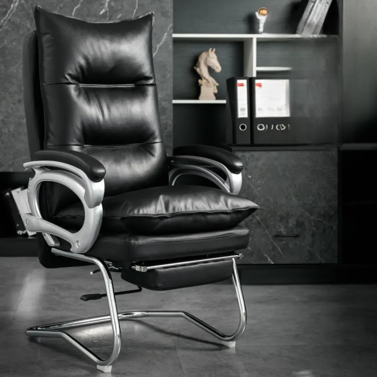 Elegant Brown Leather Reclining Executive Office Chair