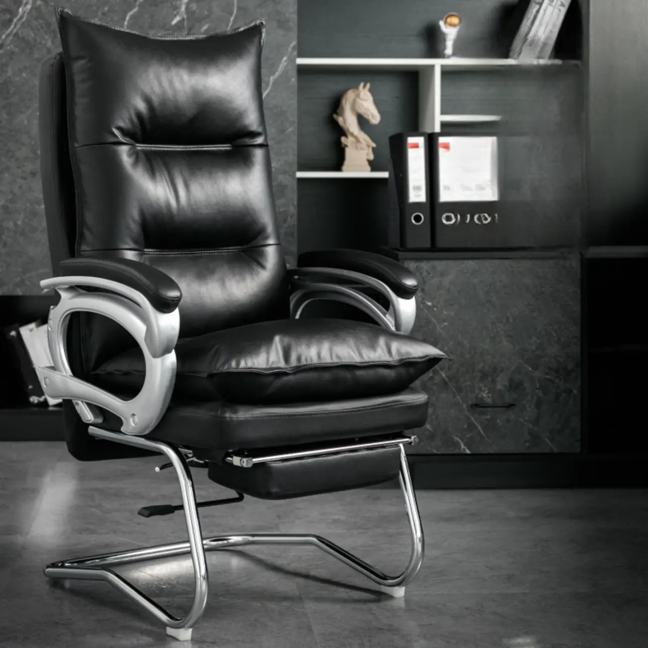 Elegant Brown Leather Reclining Executive Office Chair