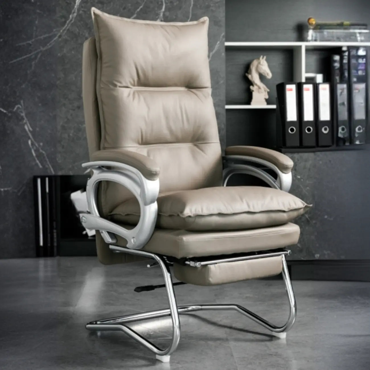 Elegant Brown Leather Reclining Executive Office Chair