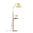 Modern White Cone Arc Floor Lamp with Table & Wireless Charger