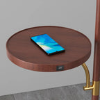Modern White Cone Arc Floor Lamp with Table & Wireless Charger