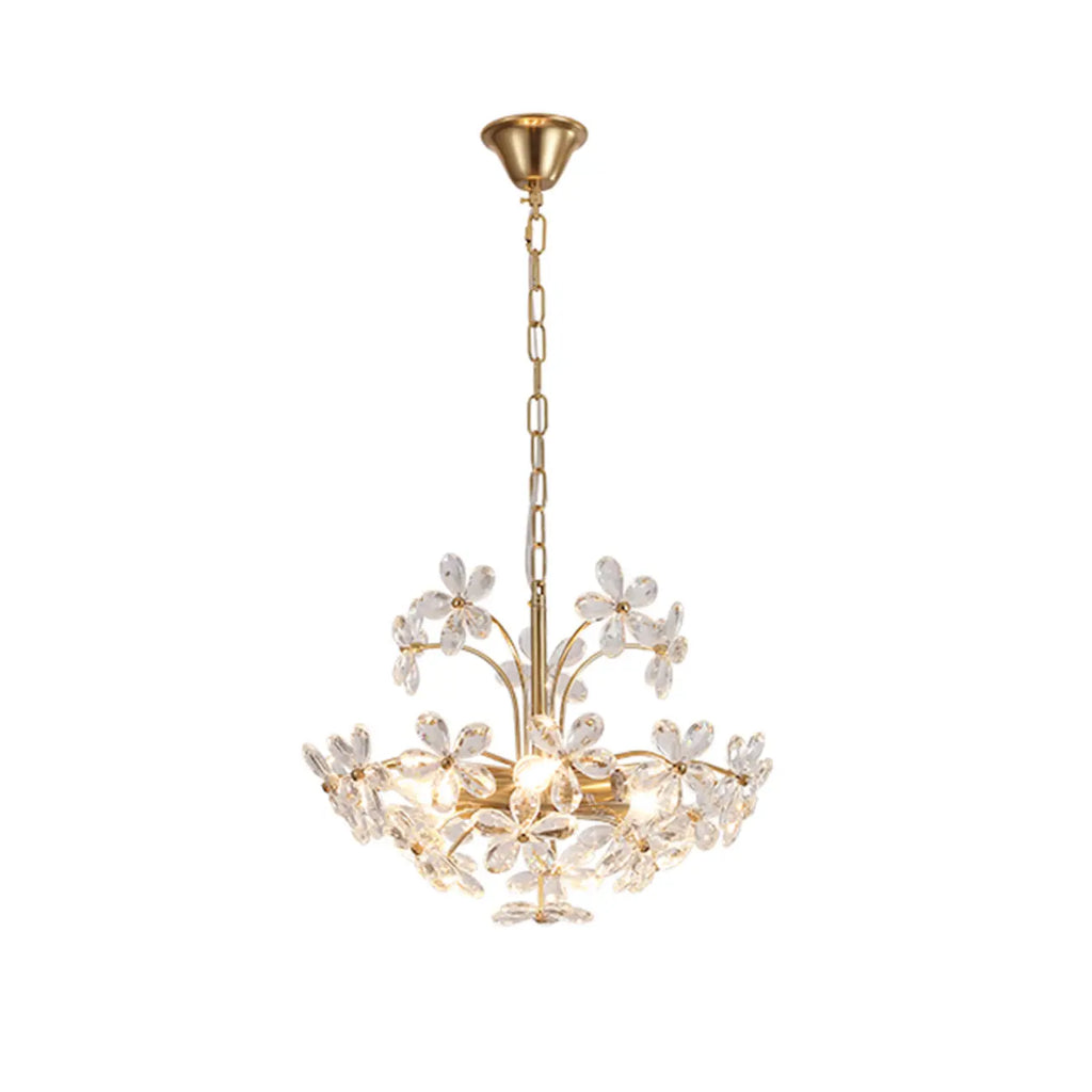 Elegant Floral Crystal Gold Adjustable Chandelier