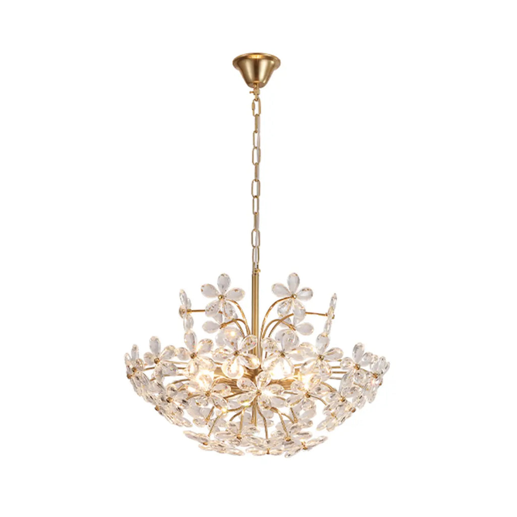 Elegant Floral Crystal Gold Adjustable Chandelier