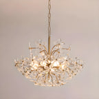 Elegant Floral Crystal Gold Adjustable Chandelier