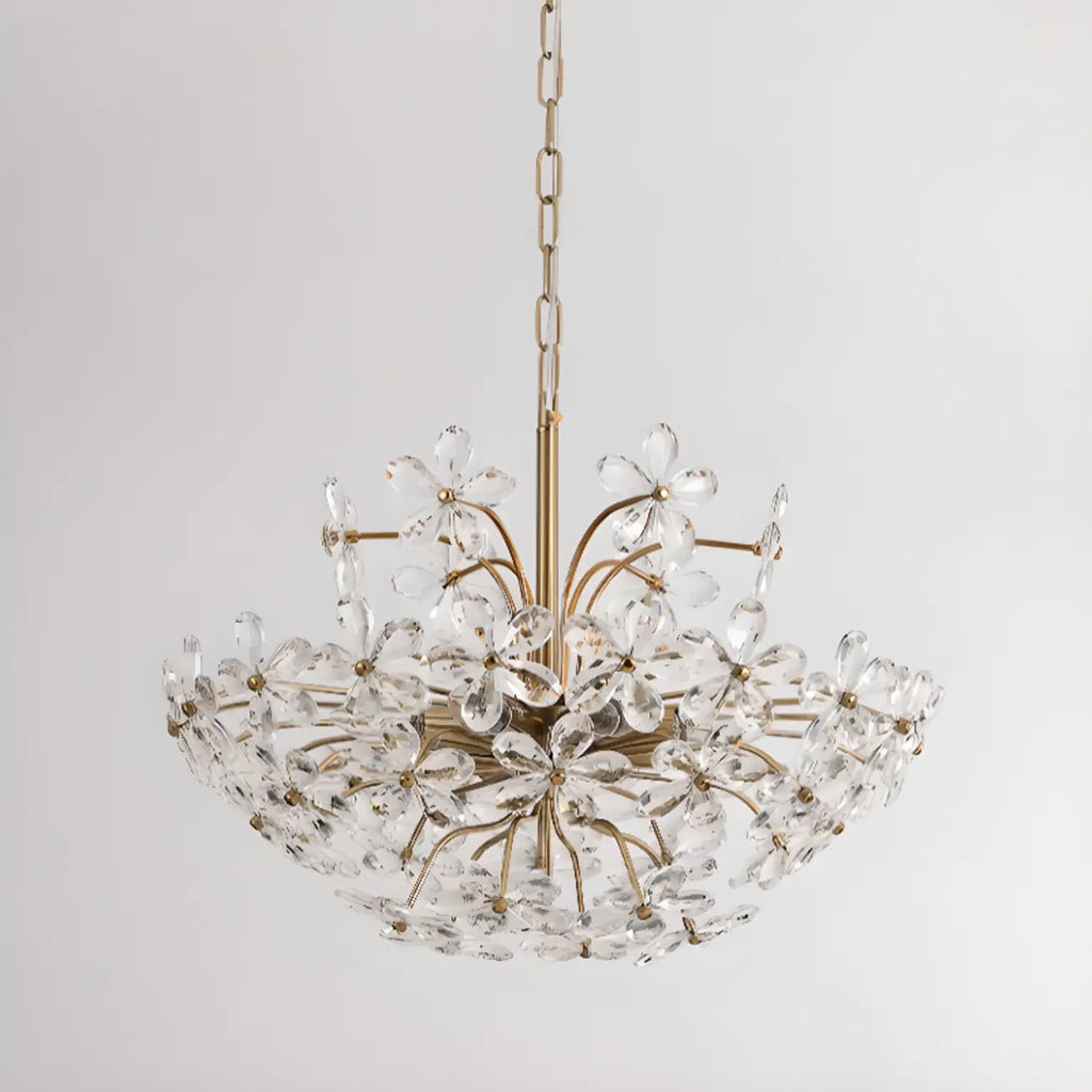 Elegant Floral Crystal Gold Adjustable Chandelier