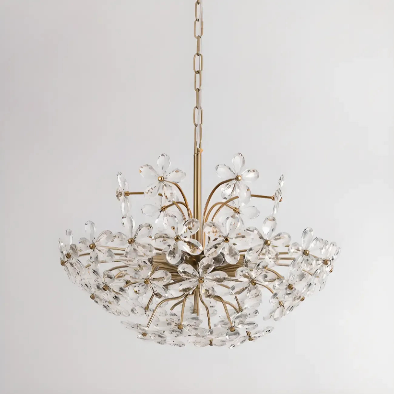 Elegant Floral Crystal Gold Adjustable Chandelier