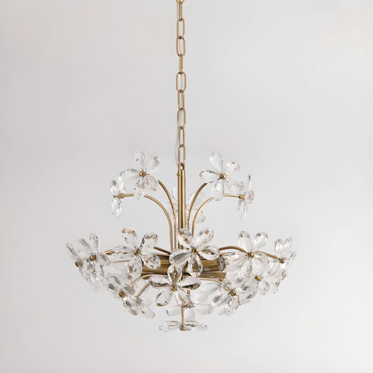 Elegant Floral Crystal Gold Adjustable Chandelier