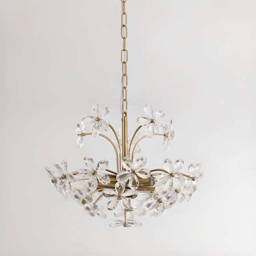 Elegant Floral Crystal Gold Adjustable Chandelier