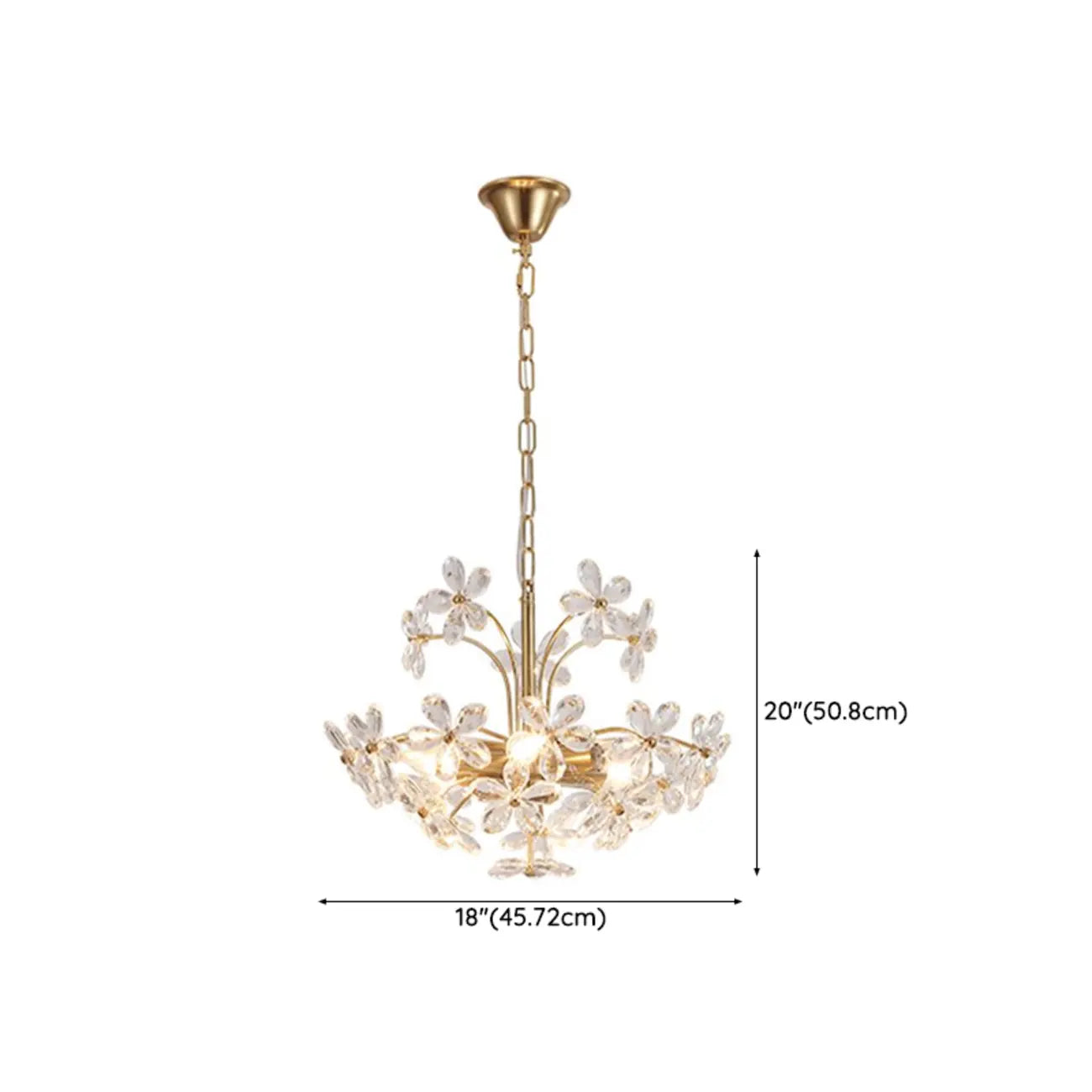 Elegant Floral Crystal Gold Adjustable Chandelier