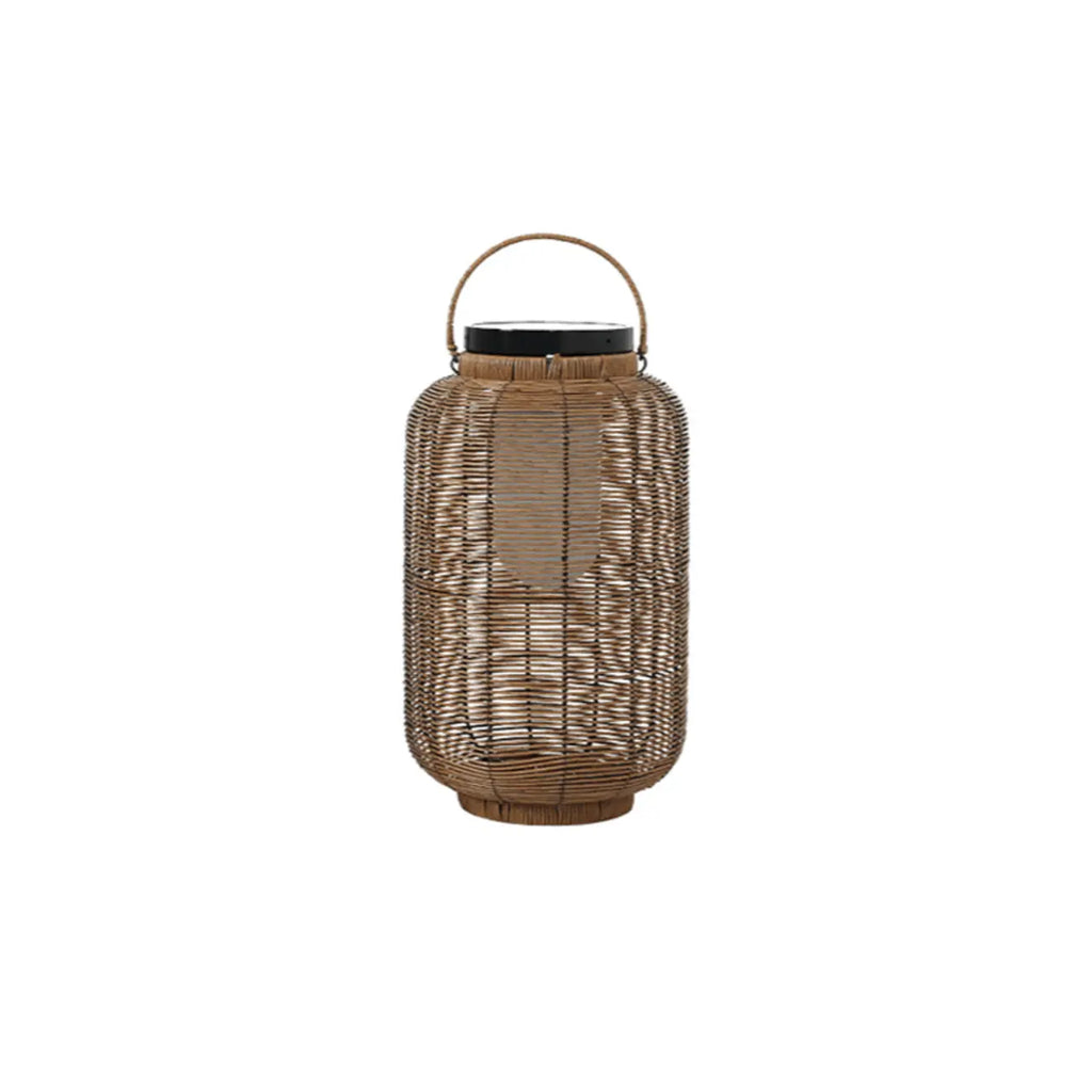 Portable Brown Woven Lantern Solar Outdoor Post Lights