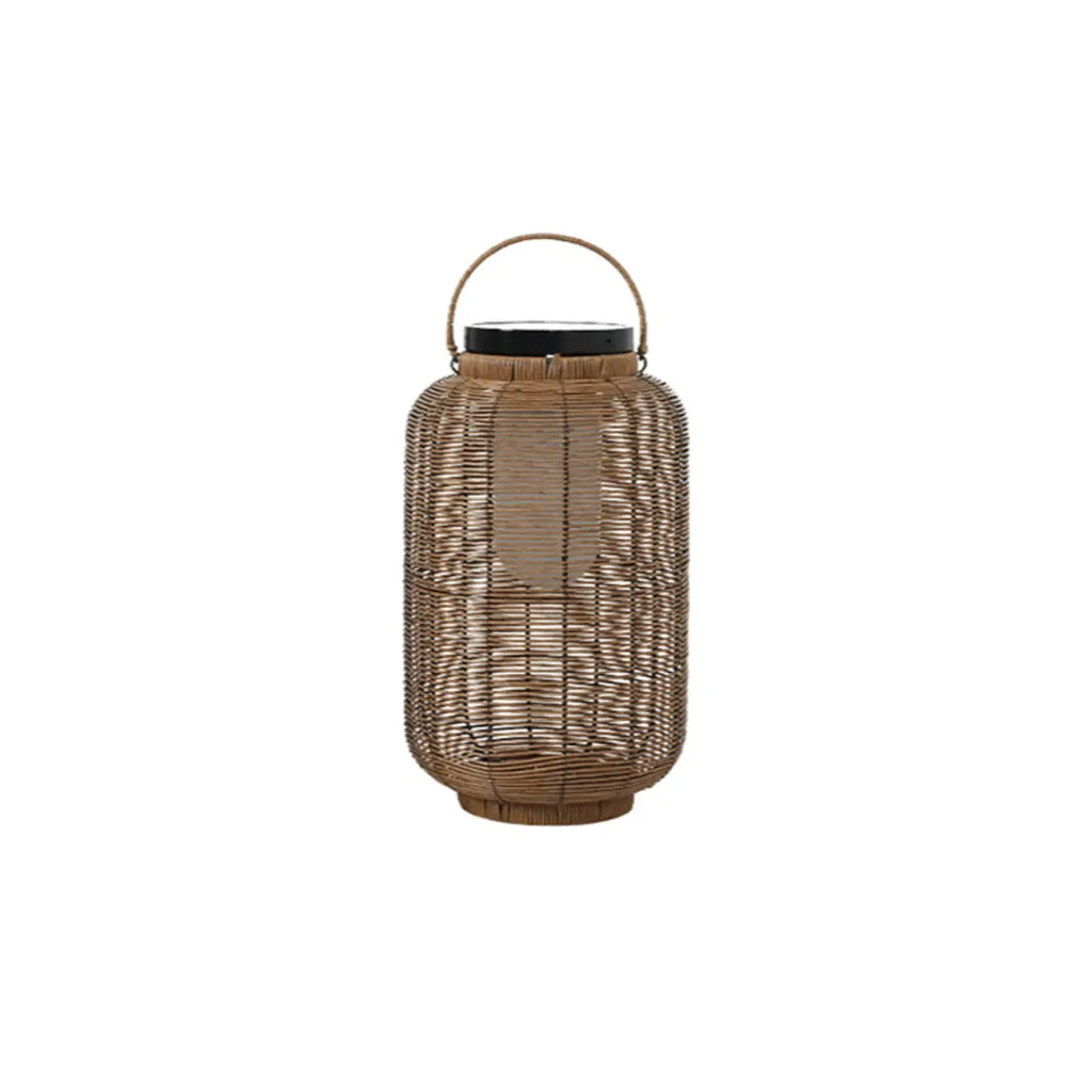 Portable Brown Woven Lantern Solar Outdoor Post Lights
