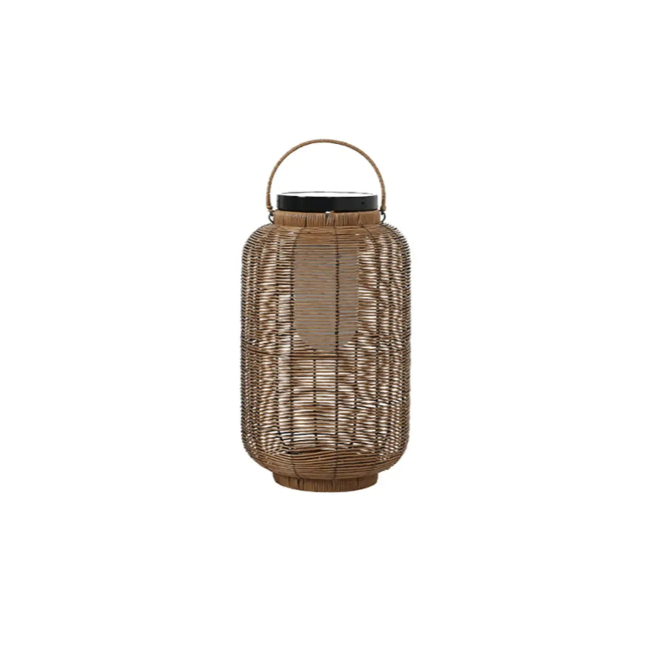 Portable Brown Woven Lantern Solar Outdoor Post Lights