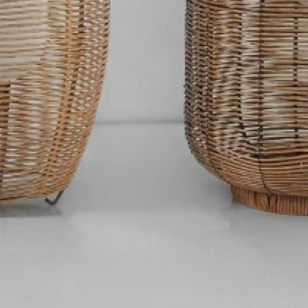 Portable Brown Woven Lantern Solar Outdoor Post Lights