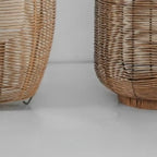 Portable Brown Woven Lantern Solar Outdoor Post Lights