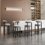 Modern Black Round Upholstered Bar Stool