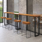Wooden Top Modern Bar Table Metal Sled Base for Kitchen