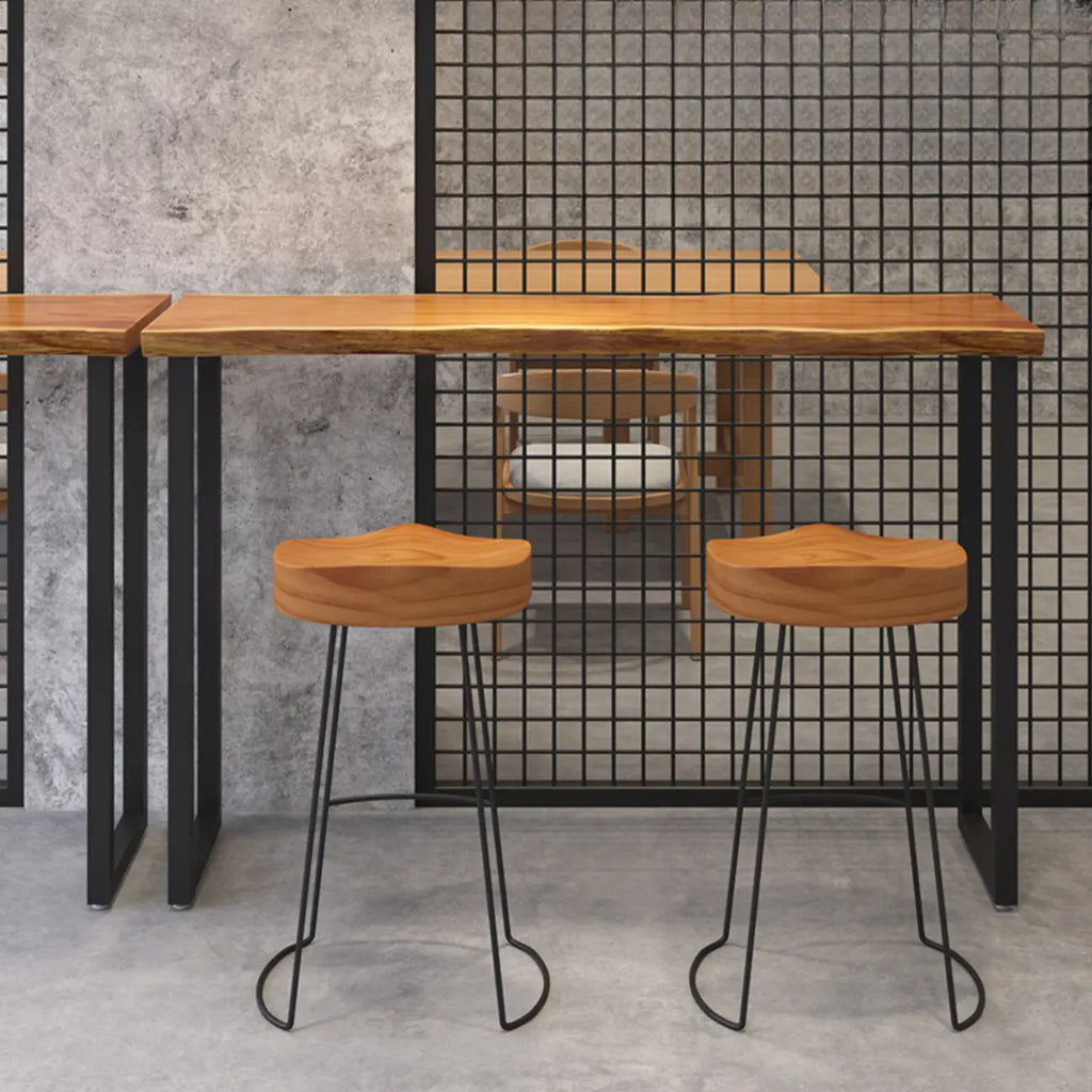 Wooden Top Modern Bar Table Metal Sled Base for Kitchen