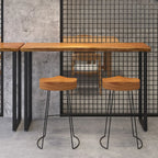 Wooden Top Modern Bar Table Metal Sled Base for Kitchen