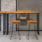 Wooden Top Modern Bar Table Metal Sled Base for Kitchen