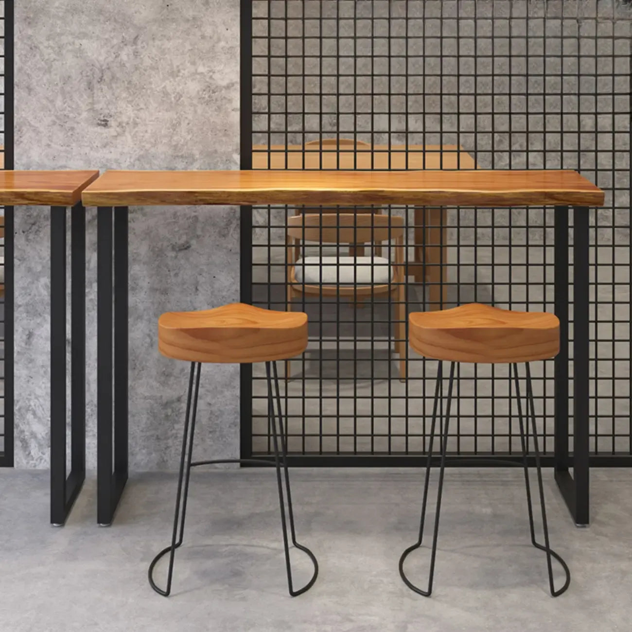 Wooden Top Modern Bar Table Metal Sled Base for Kitchen