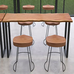 Wooden Top Modern Bar Table Metal Sled Base for Kitchen