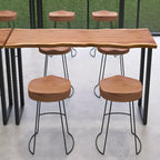 Wooden Top Modern Bar Table Metal Sled Base for Kitchen