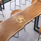 Wooden Top Modern Bar Table Metal Sled Base for Kitchen