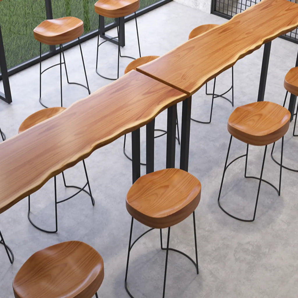 Wooden Top Modern Bar Table Metal Sled Base for Kitchen