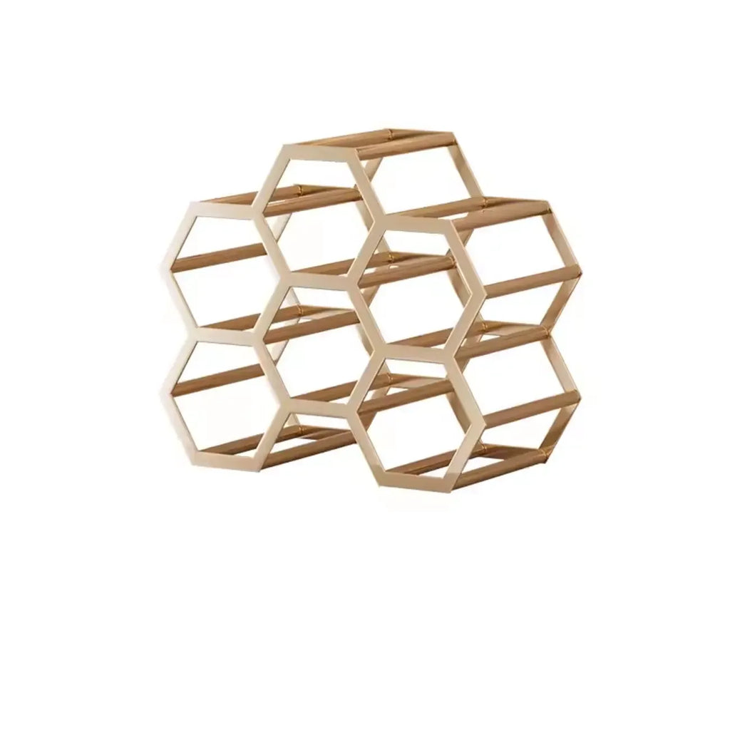 Freestanding Metal Wine Rack Hexagon Tabletop Bottle Holder