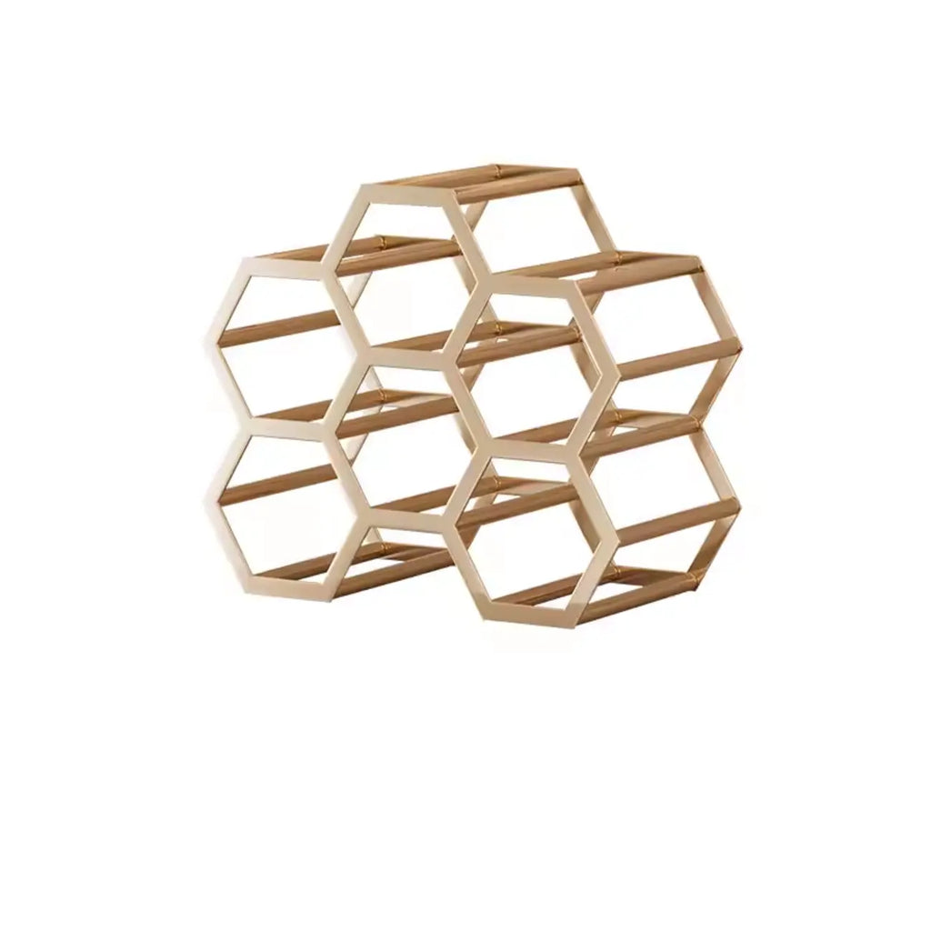 Freestanding Metal Wine Rack Hexagon Tabletop Bottle Holder