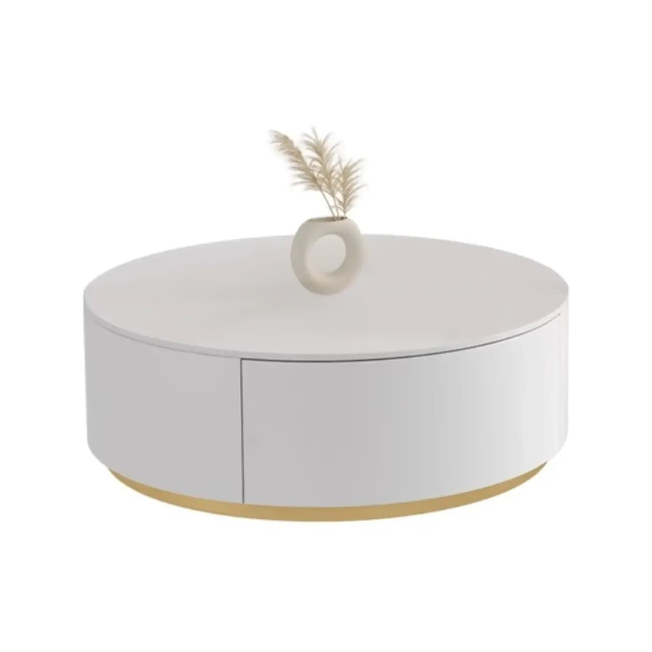Black White Modern Stylish Round Wood Drawer Coffee Table