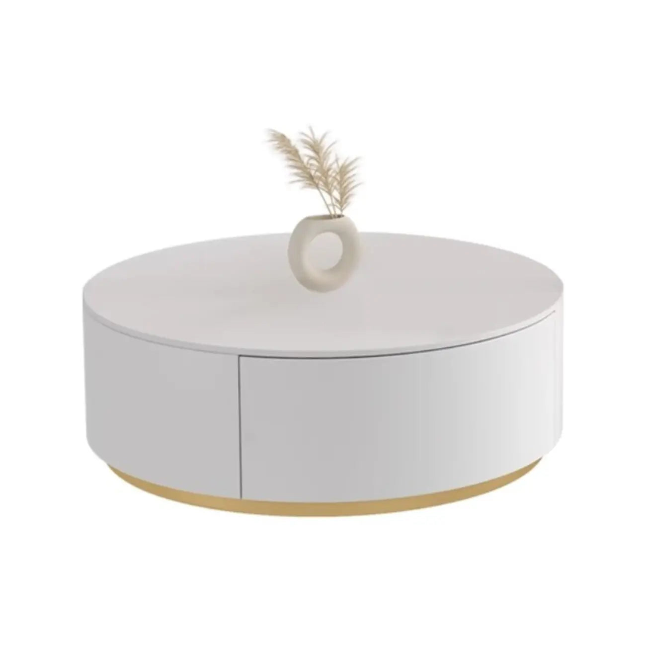 Black White Modern Stylish Round Wood Drawer Coffee Table