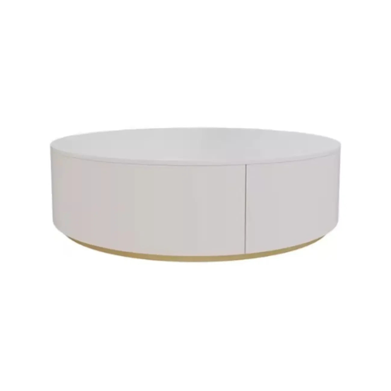 Black White Modern Stylish Round Wood Drawer Coffee Table