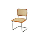 Modern Brown Cantilever Faux Leather Dining Chair Woven Back
