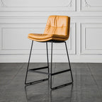 Modern Upholstered Low Back Metal Sled Bar Stools
