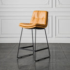 Modern Upholstered Low Back Metal Sled Bar Stools