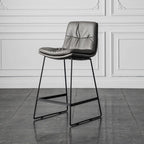 Modern Upholstered Low Back Metal Sled Bar Stools