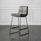 Modern Upholstered Low Back Metal Sled Bar Stools