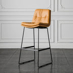 Modern Upholstered Low Back Metal Sled Bar Stools