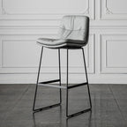 Modern Upholstered Low Back Metal Sled Bar Stools