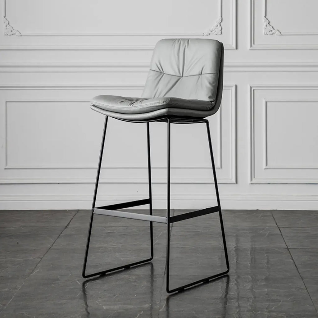 Modern Upholstered Low Back Metal Sled Bar Stools