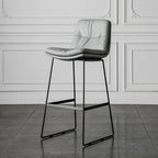 Modern Upholstered Low Back Metal Sled Bar Stools