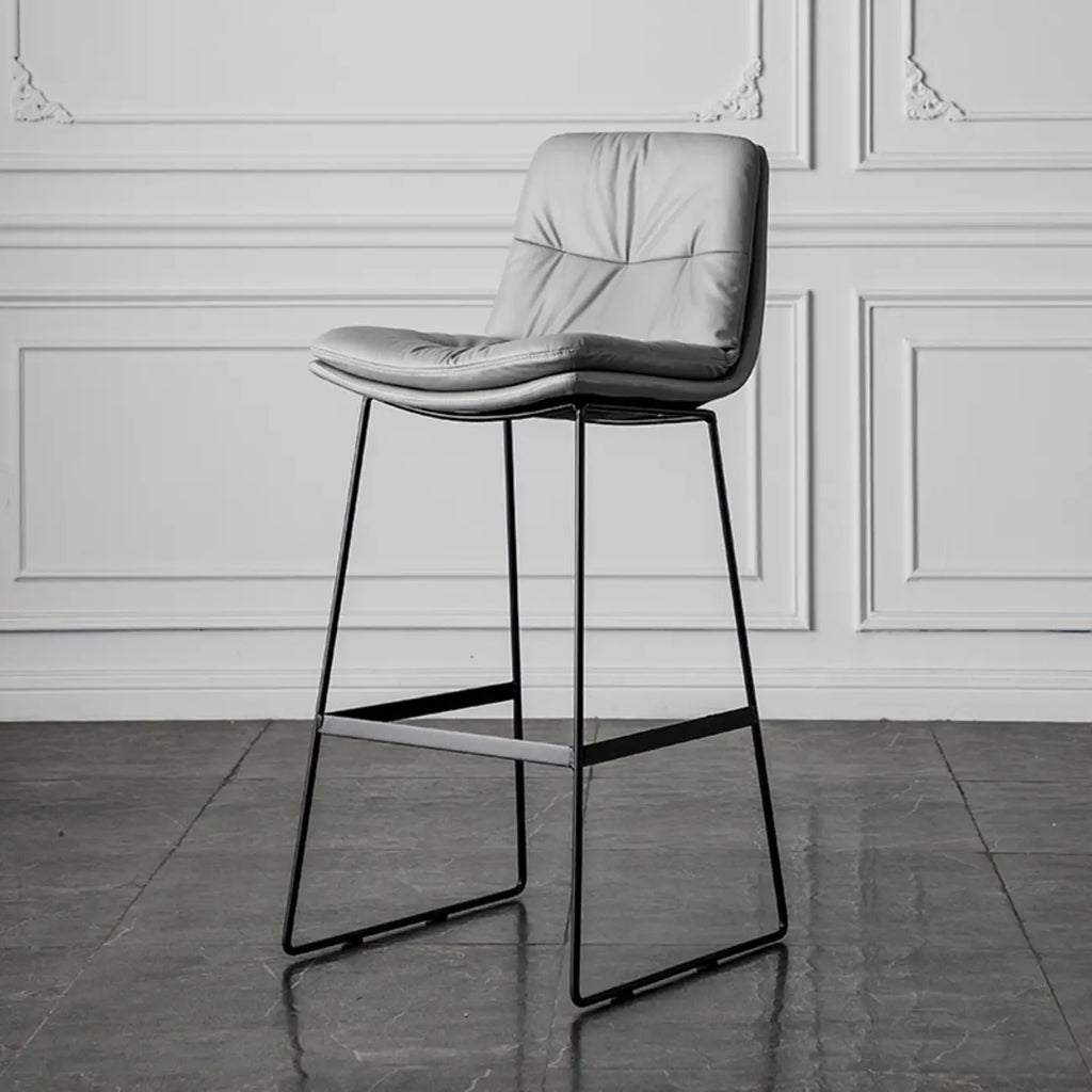Modern Upholstered Low Back Metal Sled Bar Stools